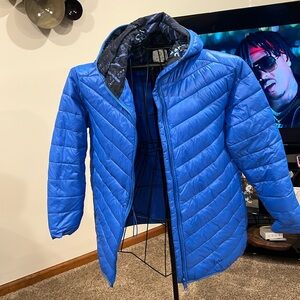 Blue Hooded Bomber Jacket